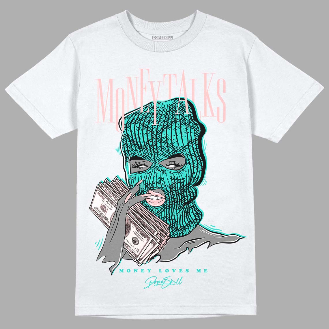 Green Snakeskin Dunk Low DopeSkill T-Shirt Money Talks Graphic - White