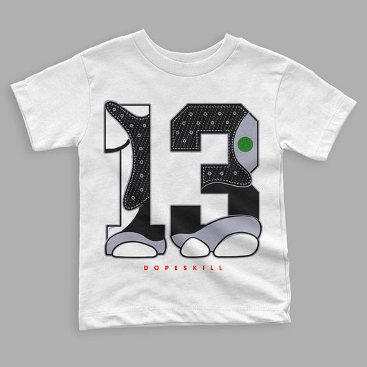 Jordan 13 Retro 'Black Flint' DopeSkill Toddler Kids T-shirt No.13 Graphic Streetwear - White