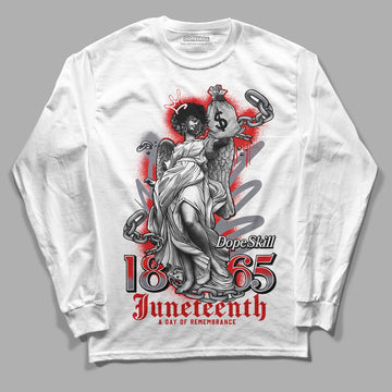 Gym Red 9s DopeSkill Long Sleeve T-Shirt Juneteenth Graphic - White 