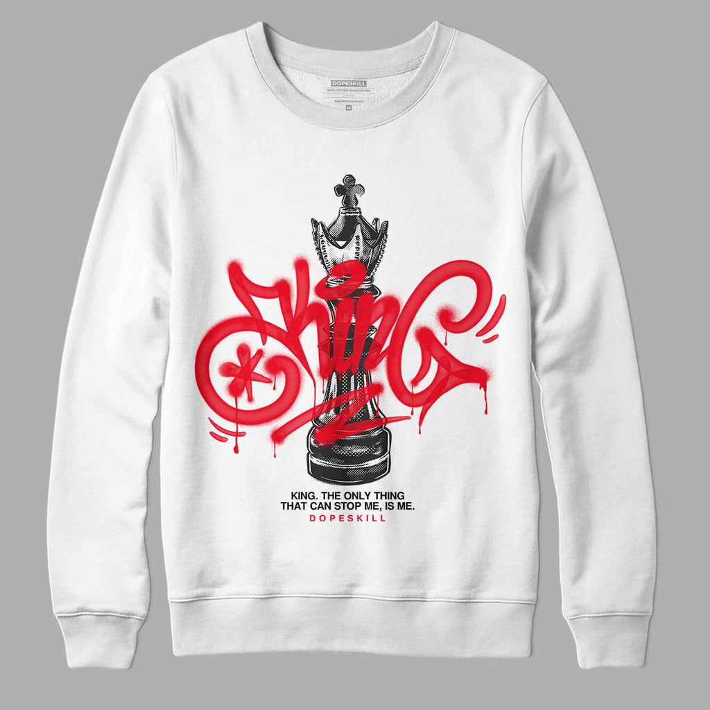Jordan 4 Red Thunder DopeSkill Sweatshirt King Chess Graphic Streetwear - White