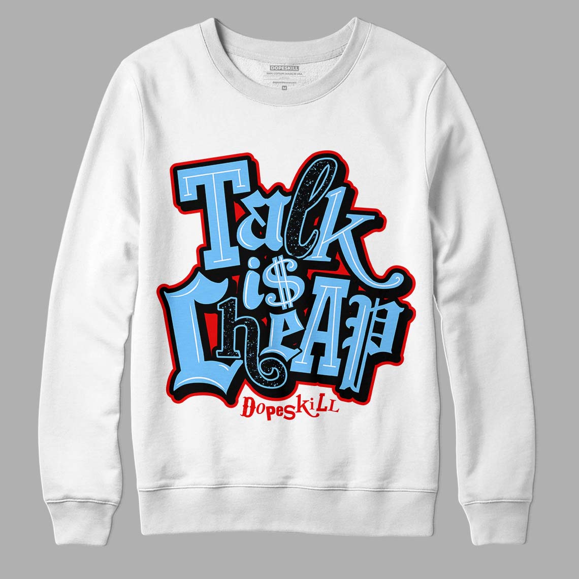 Travis Scott x Jordan 4 Retro 'Cactus Jack' DopeSkill Sweatshirt Talk Is Chip Graphic Streetwear  - White 