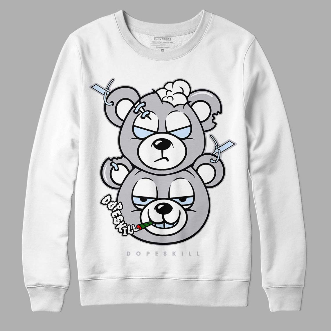 Jordan 11 Retro Low Cement Grey DopeSkill Sweatshirt New Double Bear Graphic Streetwear - White