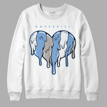 Jordan 5 Retro University Blue DopeSkill Sweatshirt Slime Drip Heart Graphic Streetwear - White 