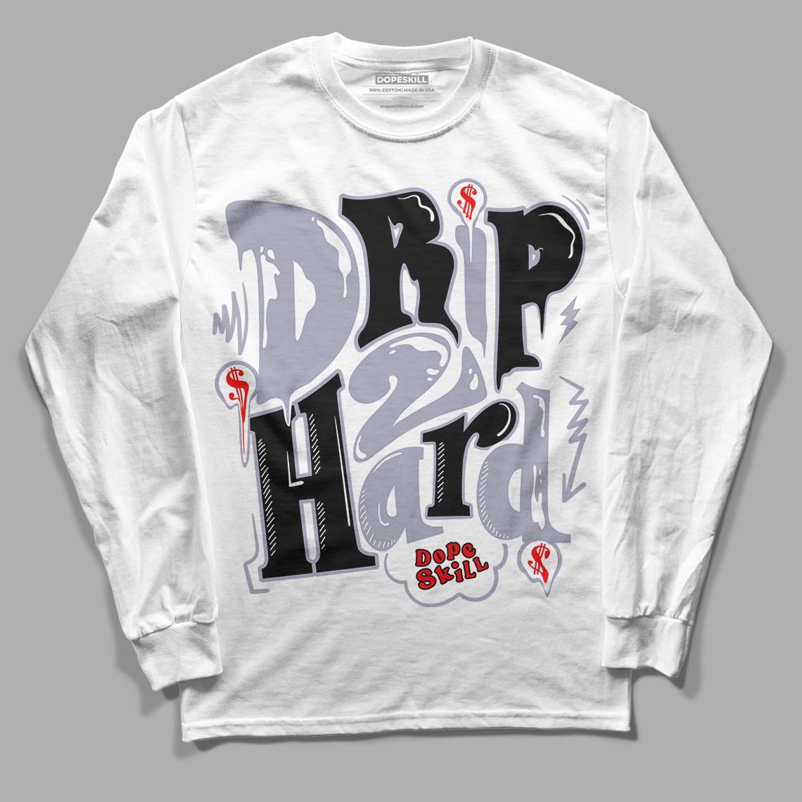 Jordan 13 Retro 'Black Flint' DopeSkill Long Sleeve T-Shirt Drip Too Hard Graphic Streetwear - White