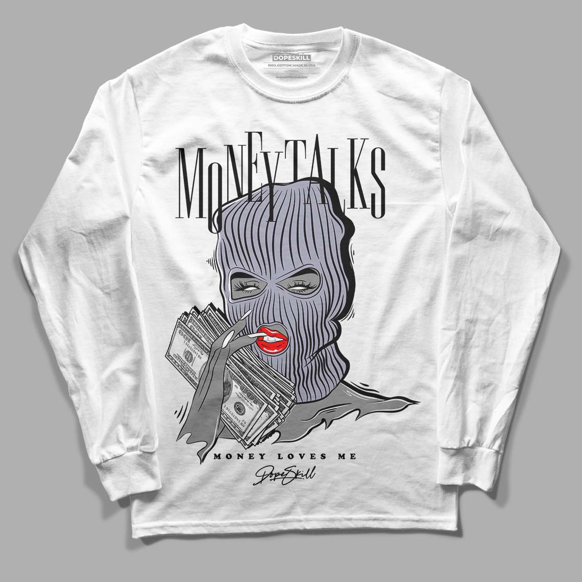 Jordan 13 Retro 'Black Flint' DopeSkill Long Sleeve T-Shirt Money Talks Graphic Streetwear - White