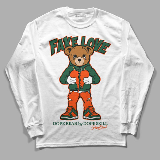 Dunk Low Team Dark Green Orange DopeSkill Long Sleeve T-Shirt Fake Love Graphic - White