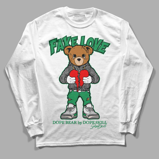  Jordan 3 WMNS “Lucky Green” DopeSkill Long Sleeve T-Shirt Fake Love Graphic Streetwear - White 