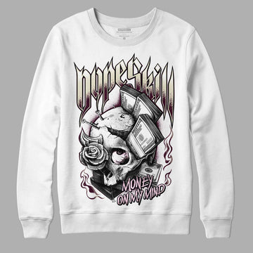 Dunk Low Night Maroon and Medium Soft Pink DopeSkill Sweatshirt Money On My Mind Graphic Streetwear - White 