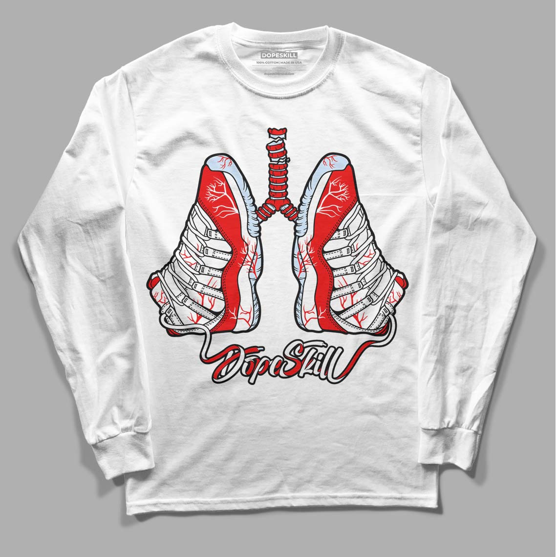 Cherry 11s DopeSkill Long Sleeve T-Shirt Breathe Graphic - White