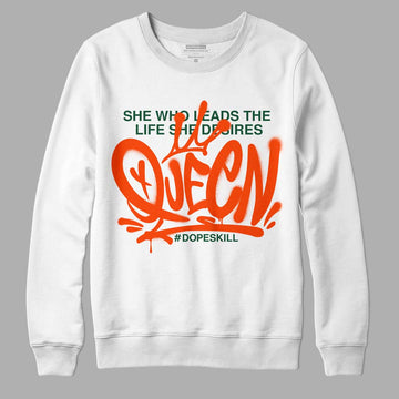 Dunk Low Team Dark Green Orange DopeSkill Sweatshirt Queen Graphic - White 