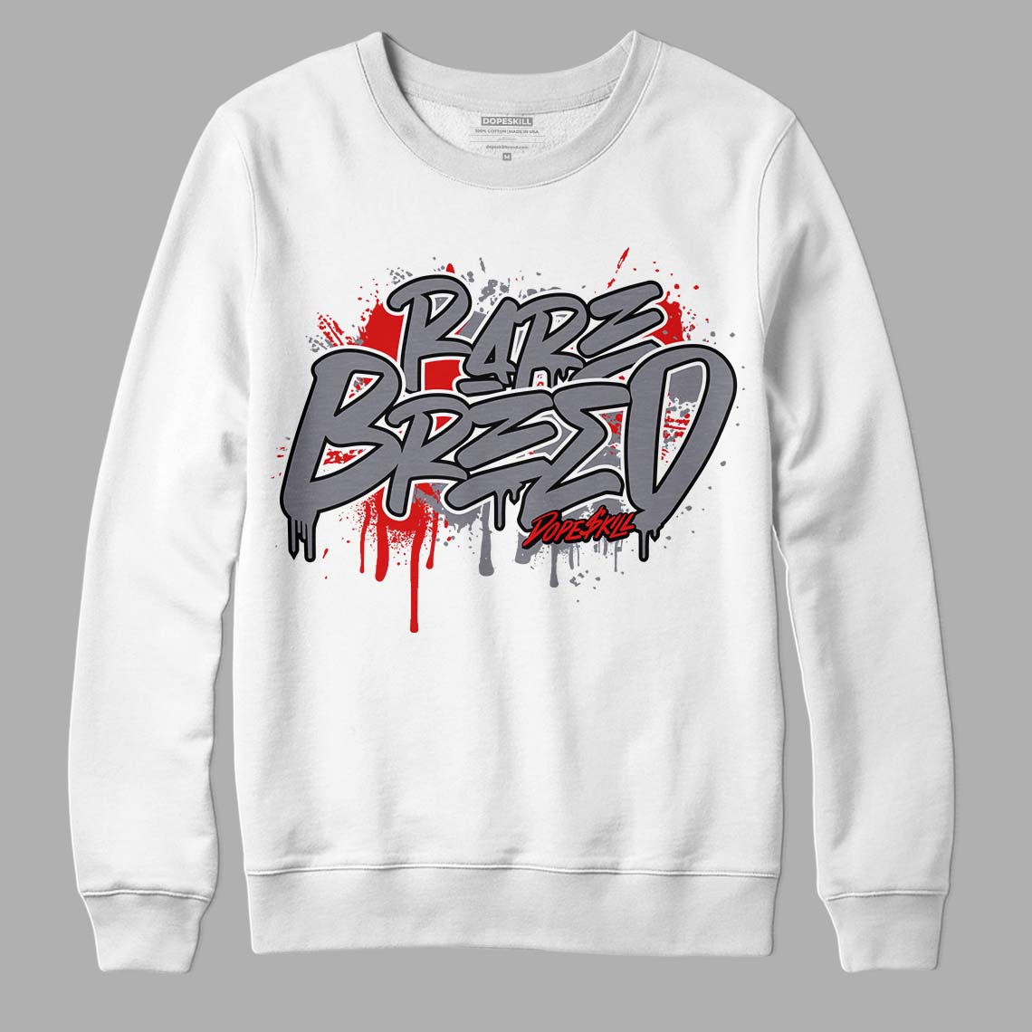 Fire Red 9s DopeSkill Sweatshirt Rare Breed Graphic - White 