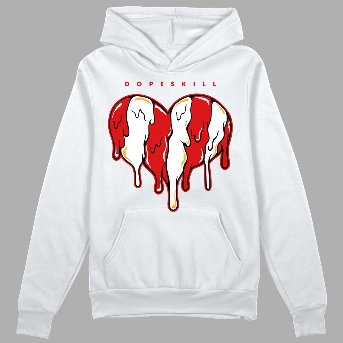  Dunk Low Gym Red DopeSkill Hoodie Sweatshirt Slime Drip Heart Graphic - White 