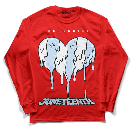 Cherry 11s DopeSkill Varsity Red Long Sleeve T-Shirt Juneteenth Heart Graphic