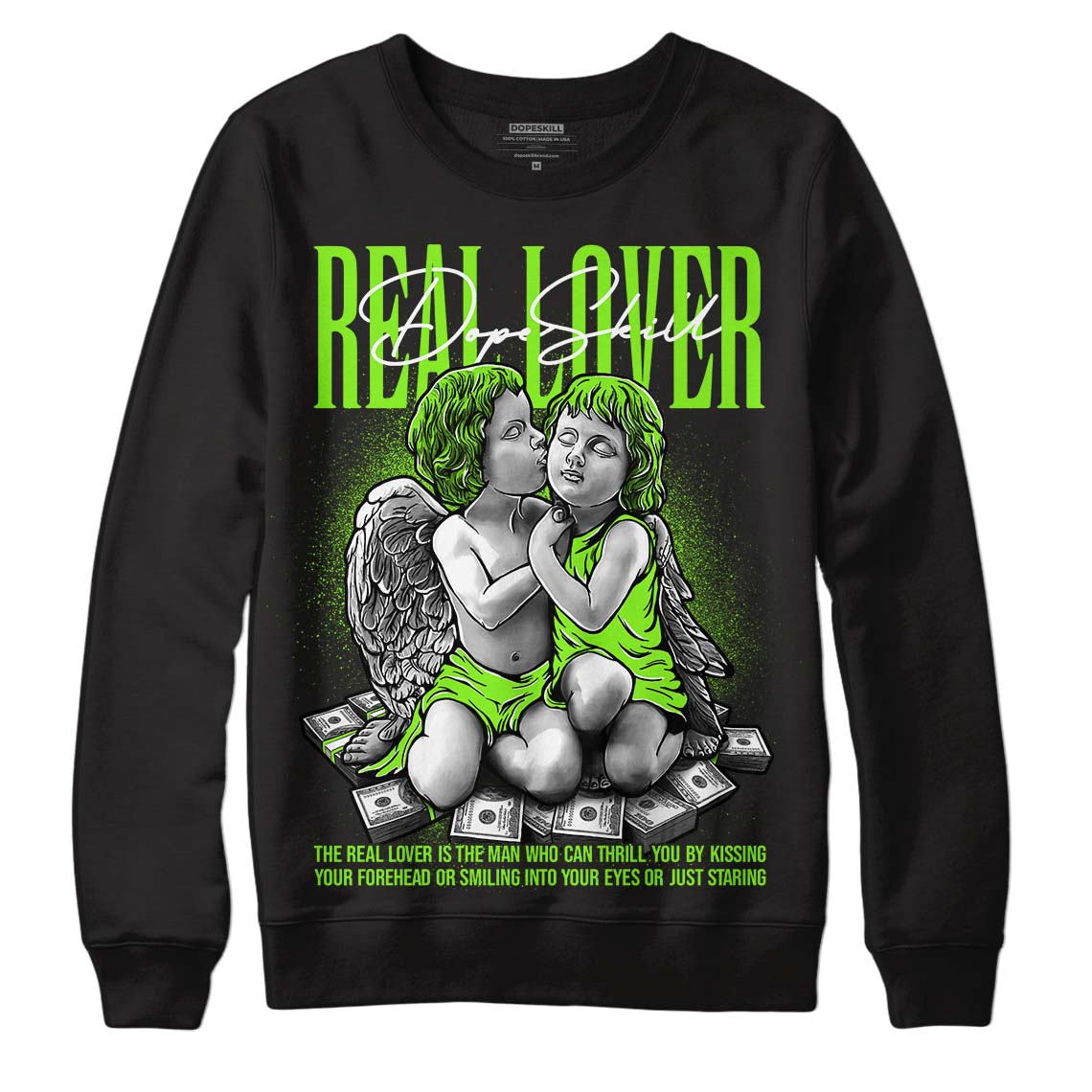 Neon Green Collection DopeSkill Sweatshirt Real Lover Graphic - Black