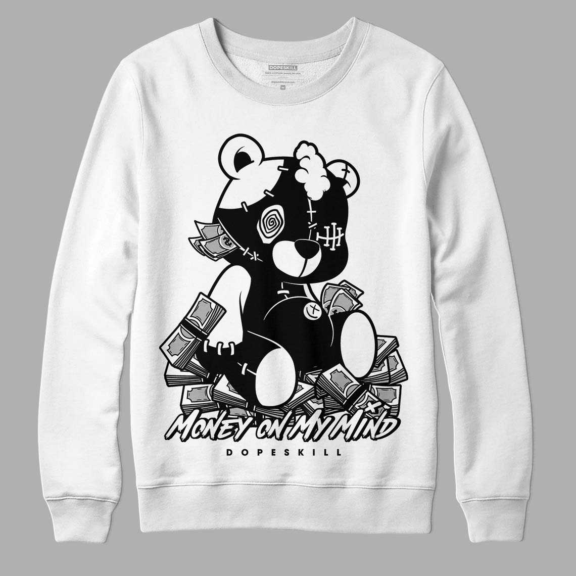 Jordan 1 High 85 Black White DopeSkill Sweatshirt MOMM Bear Graphic Streetwear - White 