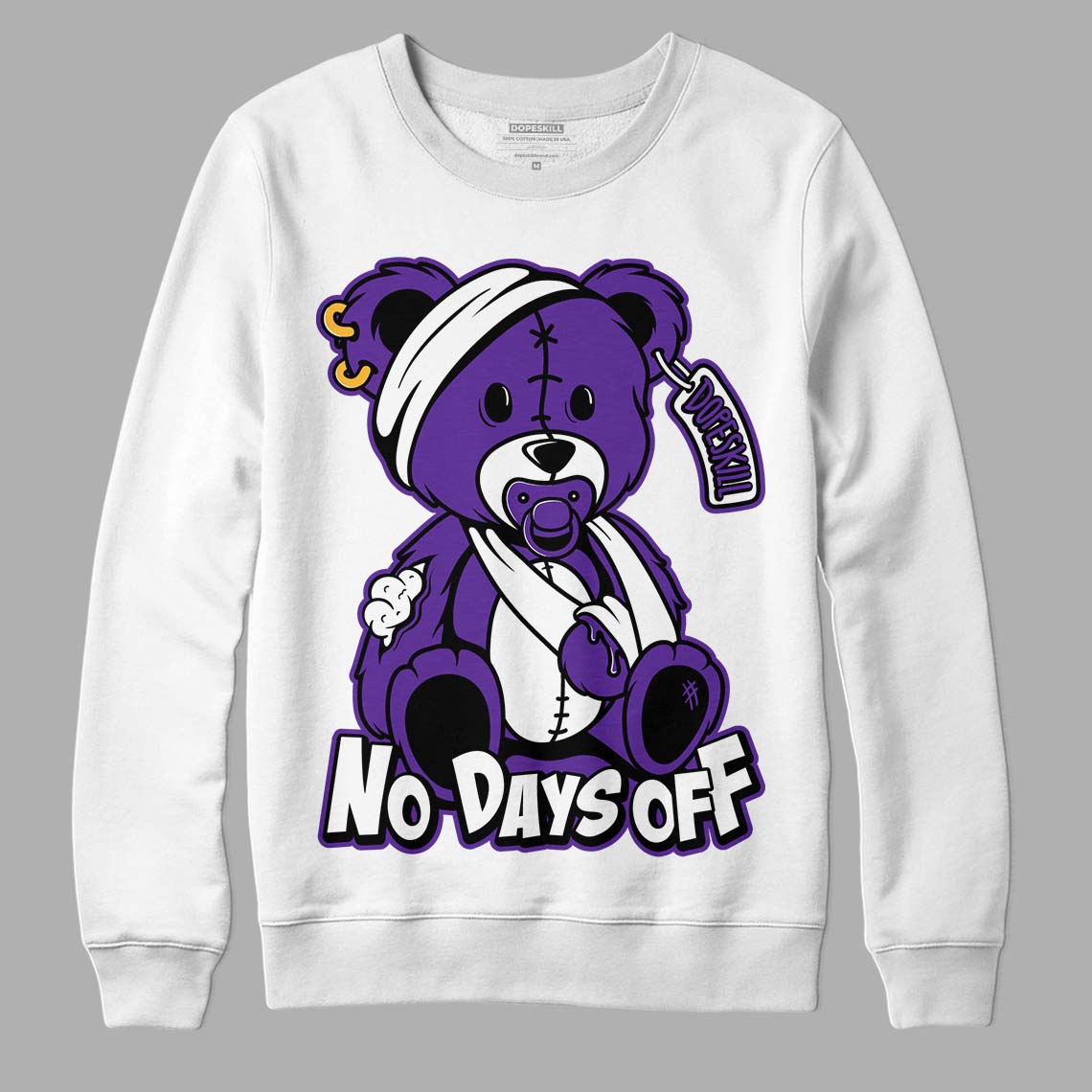 PURPLE Collection DopeSkill Sweatshirt Hurt Bear Graphic - White 