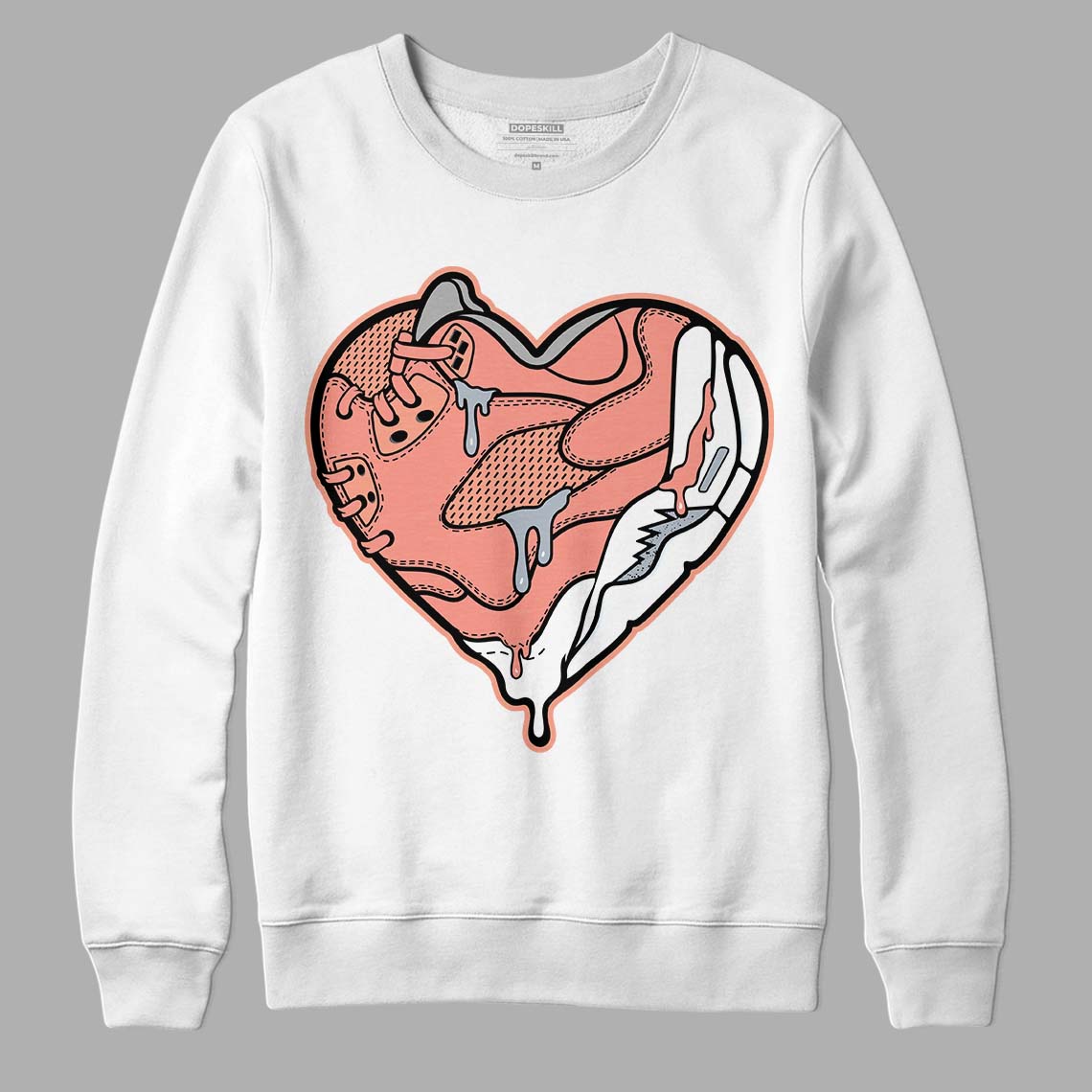 DJ Khaled x Jordan 5 Retro ‘Crimson Bliss’ DopeSkill Sweatshirt Heart Jordan 5 Graphic Streetwear - White 