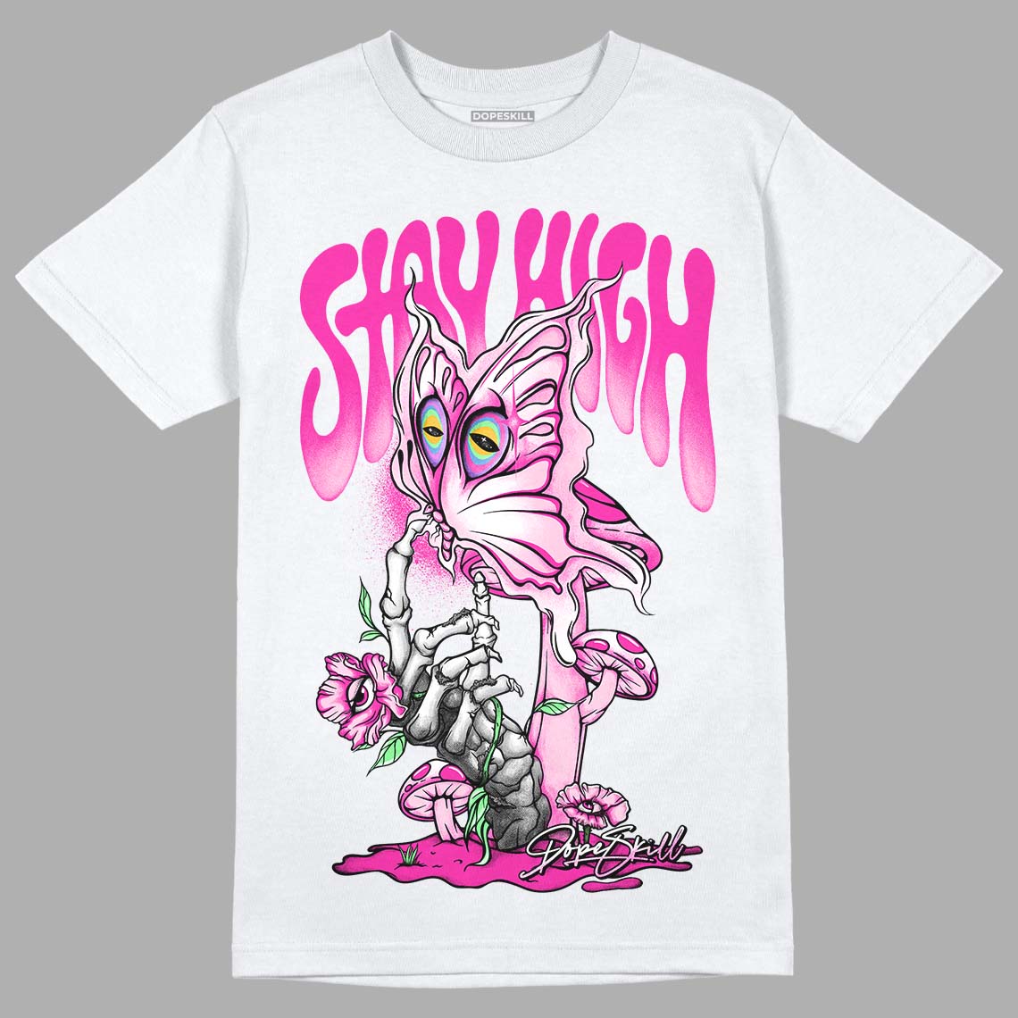 Triple Pink Dunk Low DopeSkill T-Shirt Stay High Graphic - White 