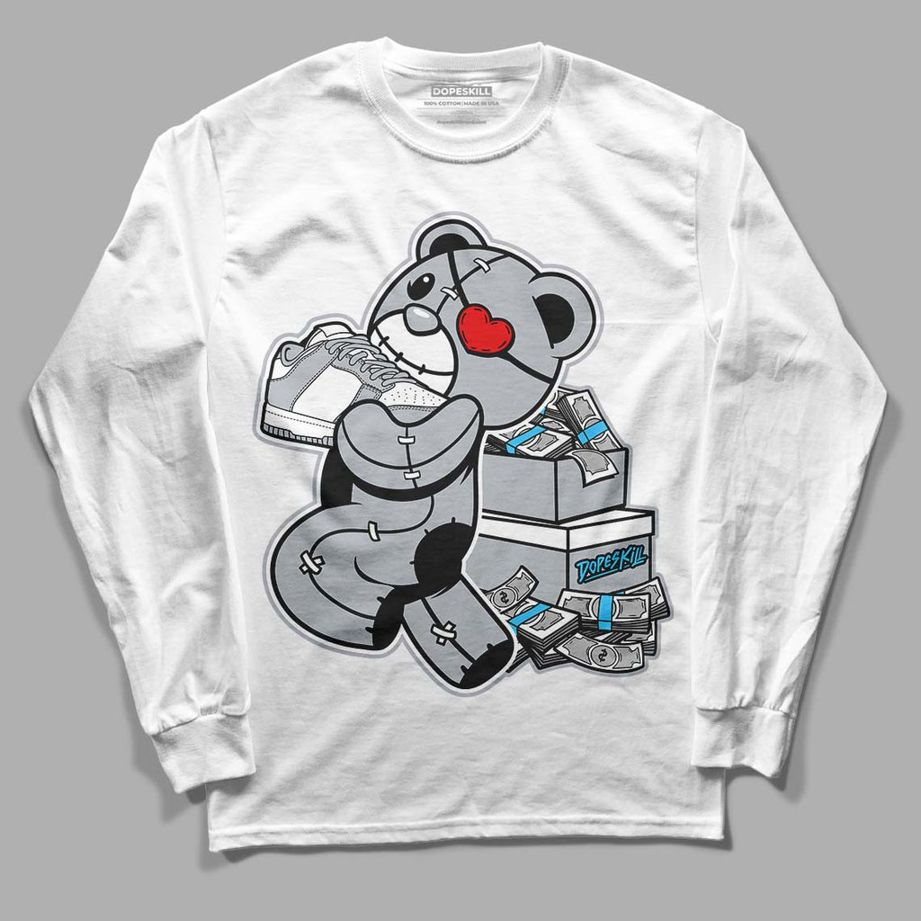 Dunk Low Lottery Pack Grey Fog DopeSkill Long Sleeve T-Shirt Bear Steals Sneaker Graphic - White 