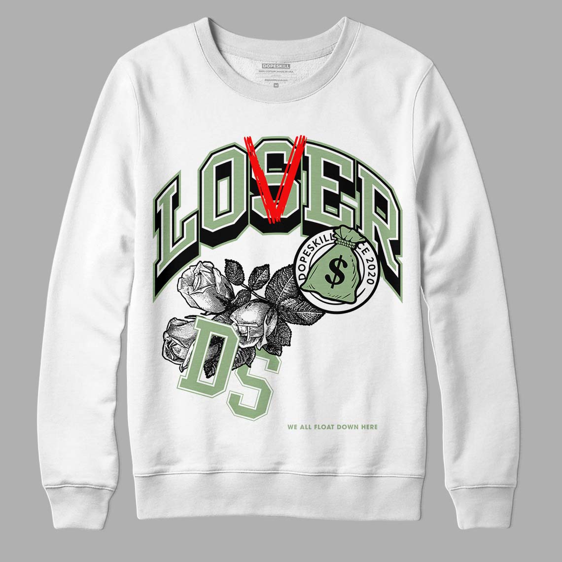 Jordan 4 Retro “Seafoam”  DopeSkill Sweatshirt Loser Lover Graphic Streetwear  - White 