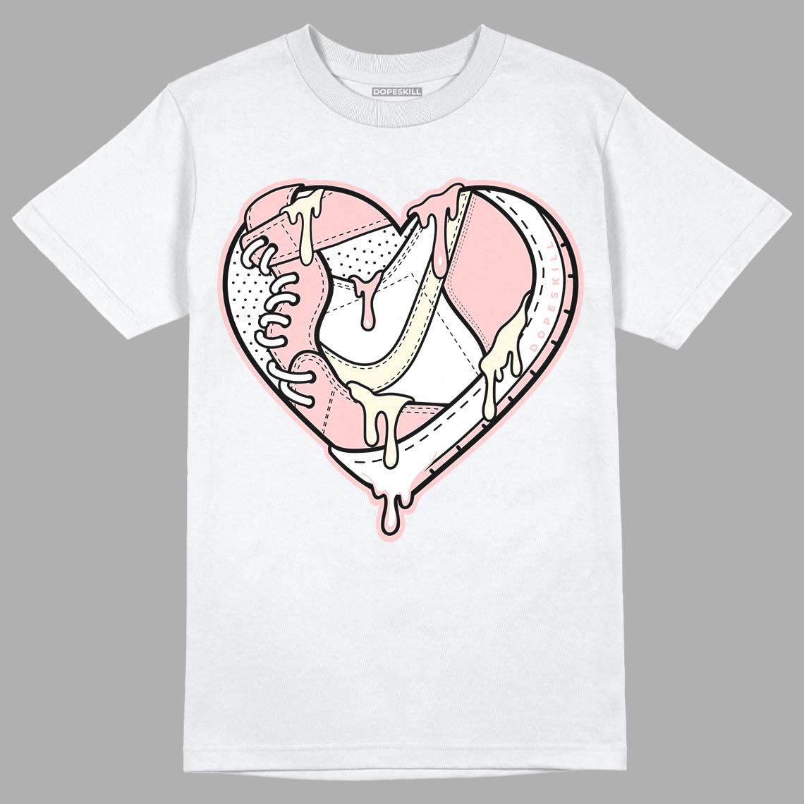 Jordan 1 High OG WMNS Washed Pink DopeSkill T-Shirt Heart Jordan 1 Graphic Streetwear - White