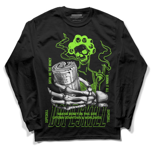 Neon Green Collection DopeSkill Long Sleeve T-Shirt Show Me The Money Graphic - Black