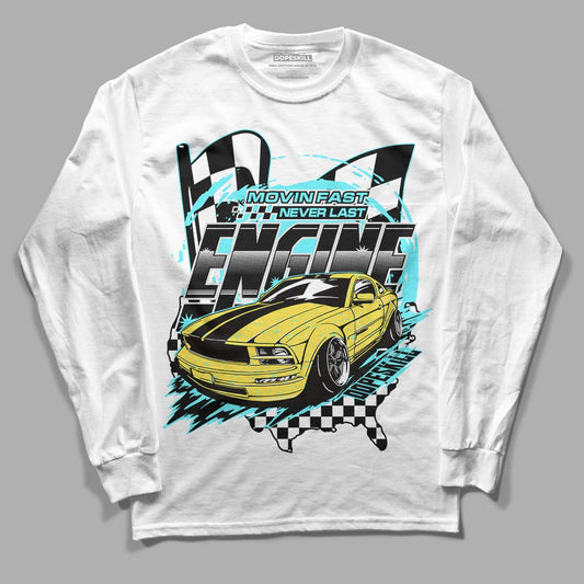 Aqua 5s DopeSkill Long Sleeve T-Shirt ENGINE Tshirt Graphic - White