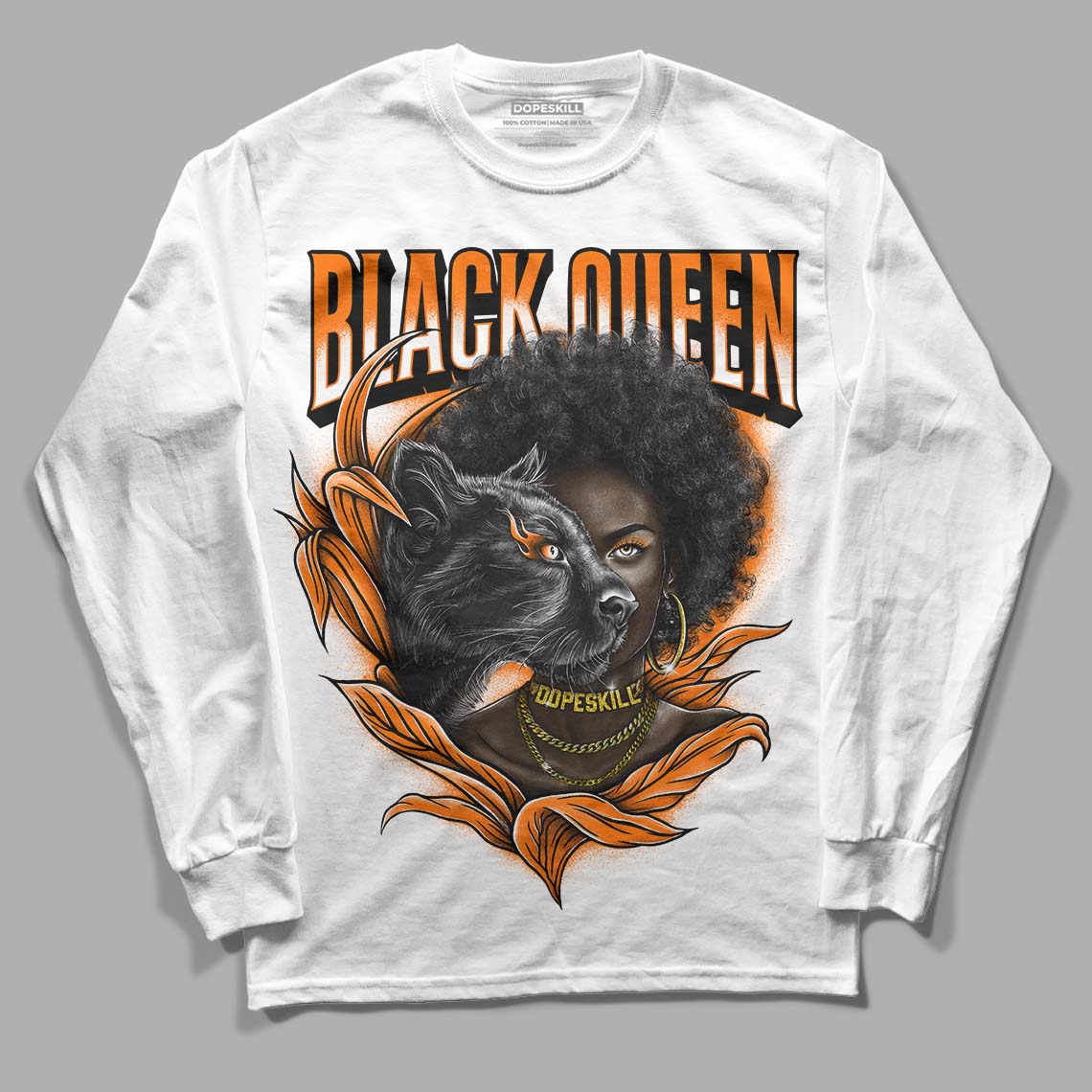 Wmns Dunk Low 'Magma Orange DopeSkill Long Sleeve T-Shirt New Black Queen Graphic Streetwear - White