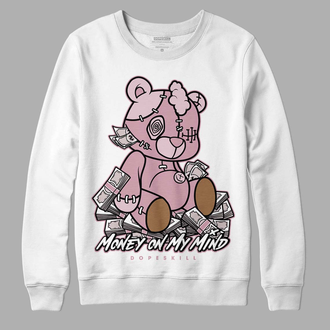 Dunk Low Teddy Bear Pink DopeSkill Sweatshirt MOMM Bear Graphic - White 