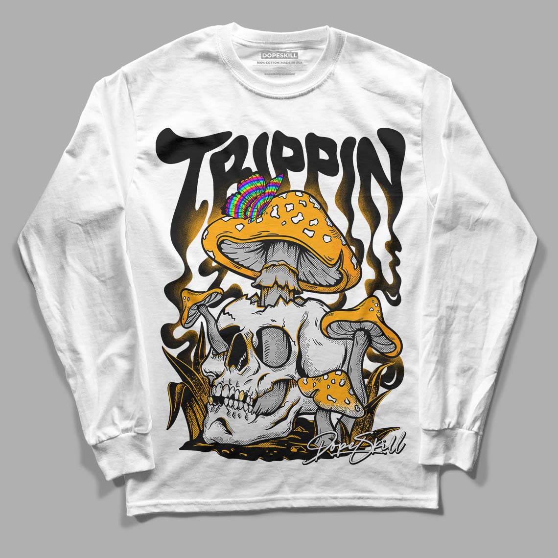 Black Taxi 12s DopeSkill Long Sleeve T-Shirt Trippin Graphic - White 