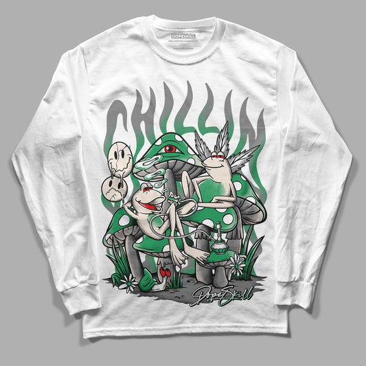 Jordan 2 Retro Lucky Green DopeSkill Long Sleeve T-Shirt Chillin Graphic Streetwear   - White 