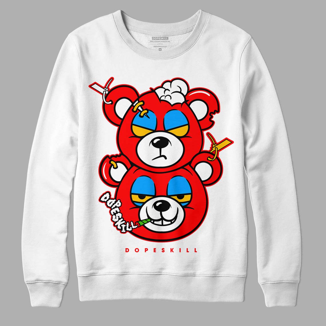 Fruity Pebbles Dunks DopeSkill Sweatshirt New Double Bear Graphic - White