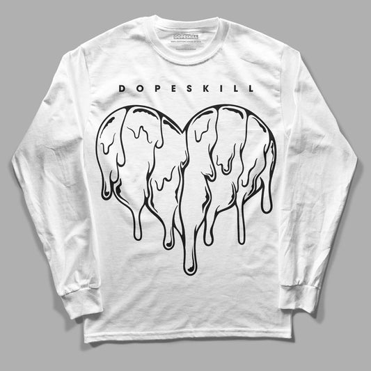 Panda White Black Dunk Low DopeSkill Long Sleeve T-Shirt Slime Drip Heart Graphic - White 