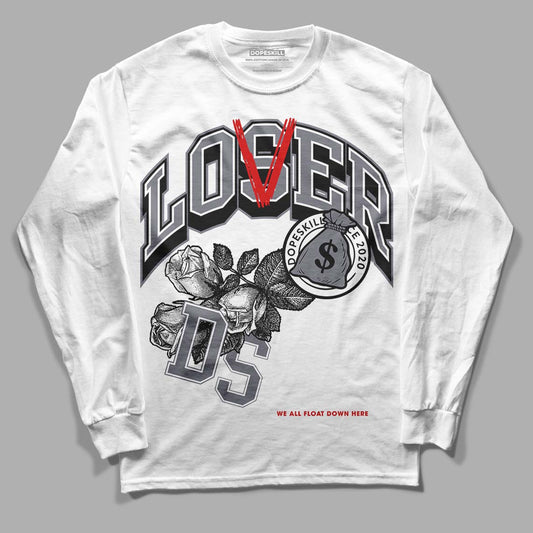 Fire Red 9s DopeSkill Long Sleeve T-Shirt Loser Lover Graphic - White