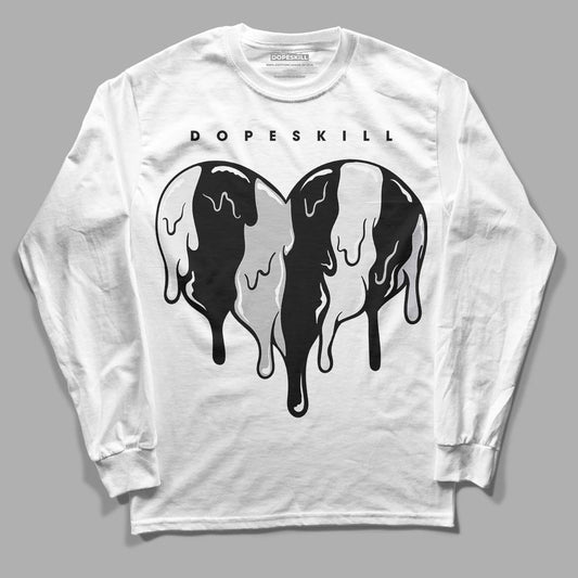 Black Metallic Chrome 6s DopeSkill Long Sleeve T-Shirt Slime Drip Heart Graphic - White