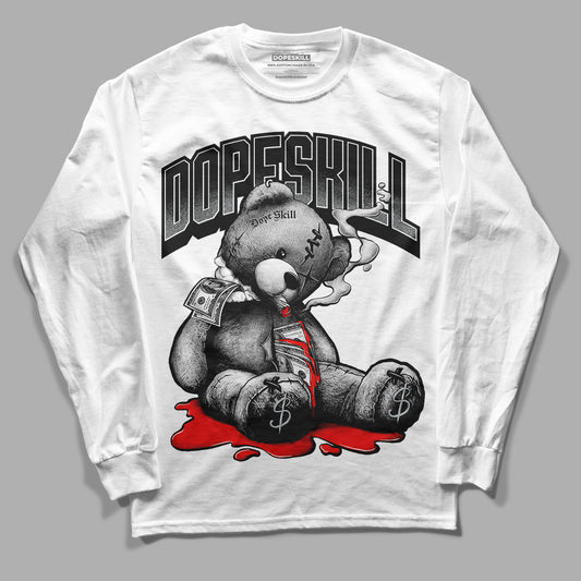 Black Canvas 4s DopeSkill Long Sleeve T-Shirt Sick Bear Graphic - White 