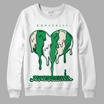 Jordan 2 Retro Lucky Green DopeSkill Sweatshirt Juneteenth Heart Graphic Streetwear  - White 