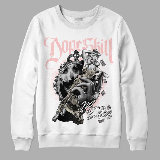 Jordan 1 High OG WMNS Washed Pink DopeSkill Sweatshirt Money Loves Me Graphic Streetwear - White