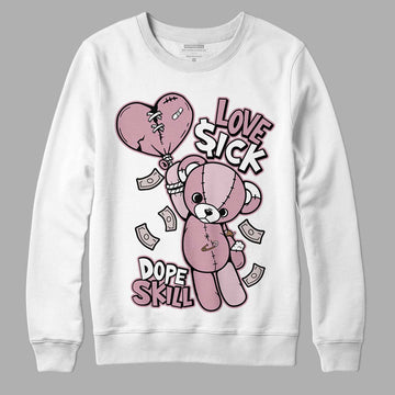 Dunk Low Teddy Bear Pink DopeSkill Sweatshirt Love Sick Graphic - White 