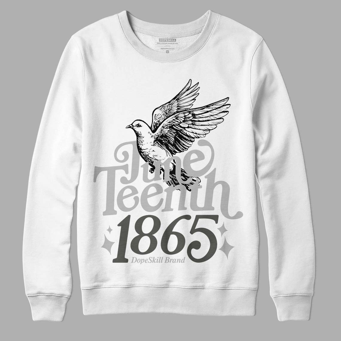 Jordan 4 Retro SE Craft Photon Dust DopeSkill Sweatshirt Juneteenth 1865 Graphic Streetwear - White