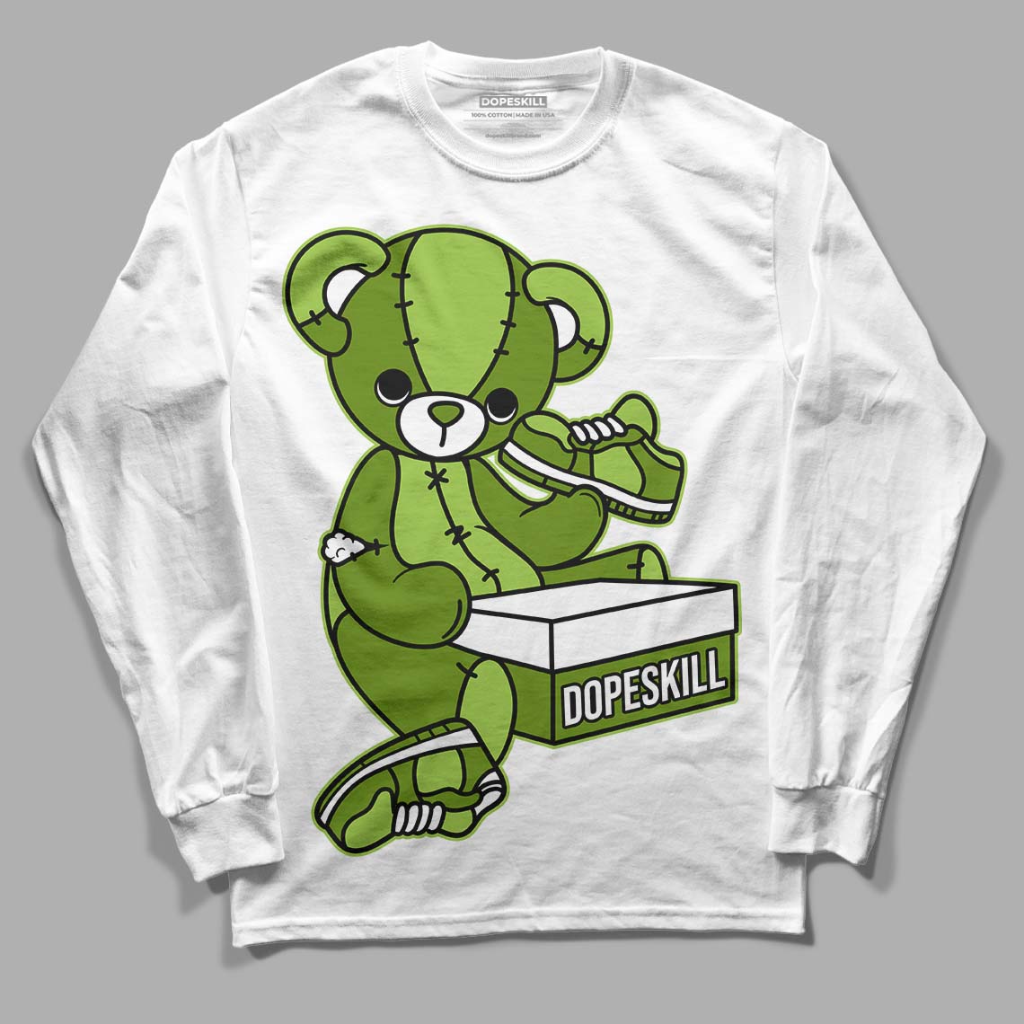 Dunk Low 'Chlorophyll' DopeSkill Long Sleeve T-Shirt Sneakerhead BEAR Graphic - White 