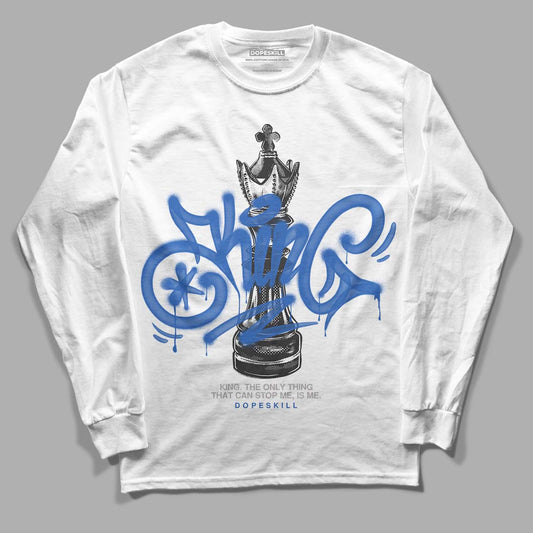 Jordan 1 High OG "True Blue" DopeSkill Long Sleeve T-Shirt King Chess Graphic Streetwear - White