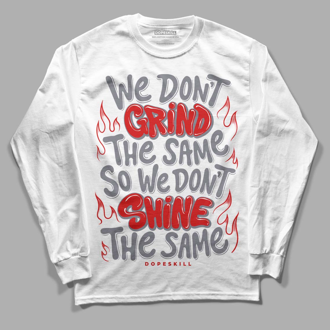 Jordan 9 Retro Fire Red DopeSkill Long Sleeve T-Shirt Grind Shine Graphic Streetwear - White 