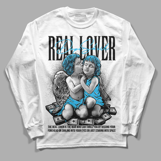University Blue 13s DopeSkill Long Sleeve T-Shirt Real Lover Graphic - White