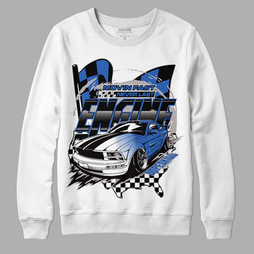 True Blue 1s DopeSkill Sweatshirt ENGINE Tshirt Graphic - White