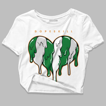 Nike SB x Jordan 4 “Pine Green” DopeSkill Women's Crop Top Slime Drip Heart Graphic Streetwear - White