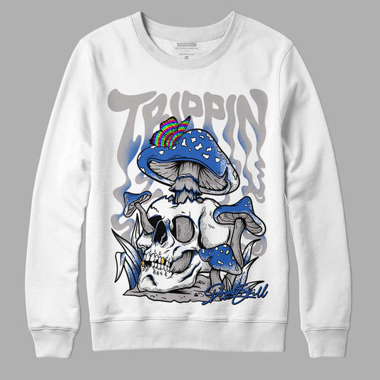 True Blue 1s DopeSkill Sweatshirt Trippin Graphic - White