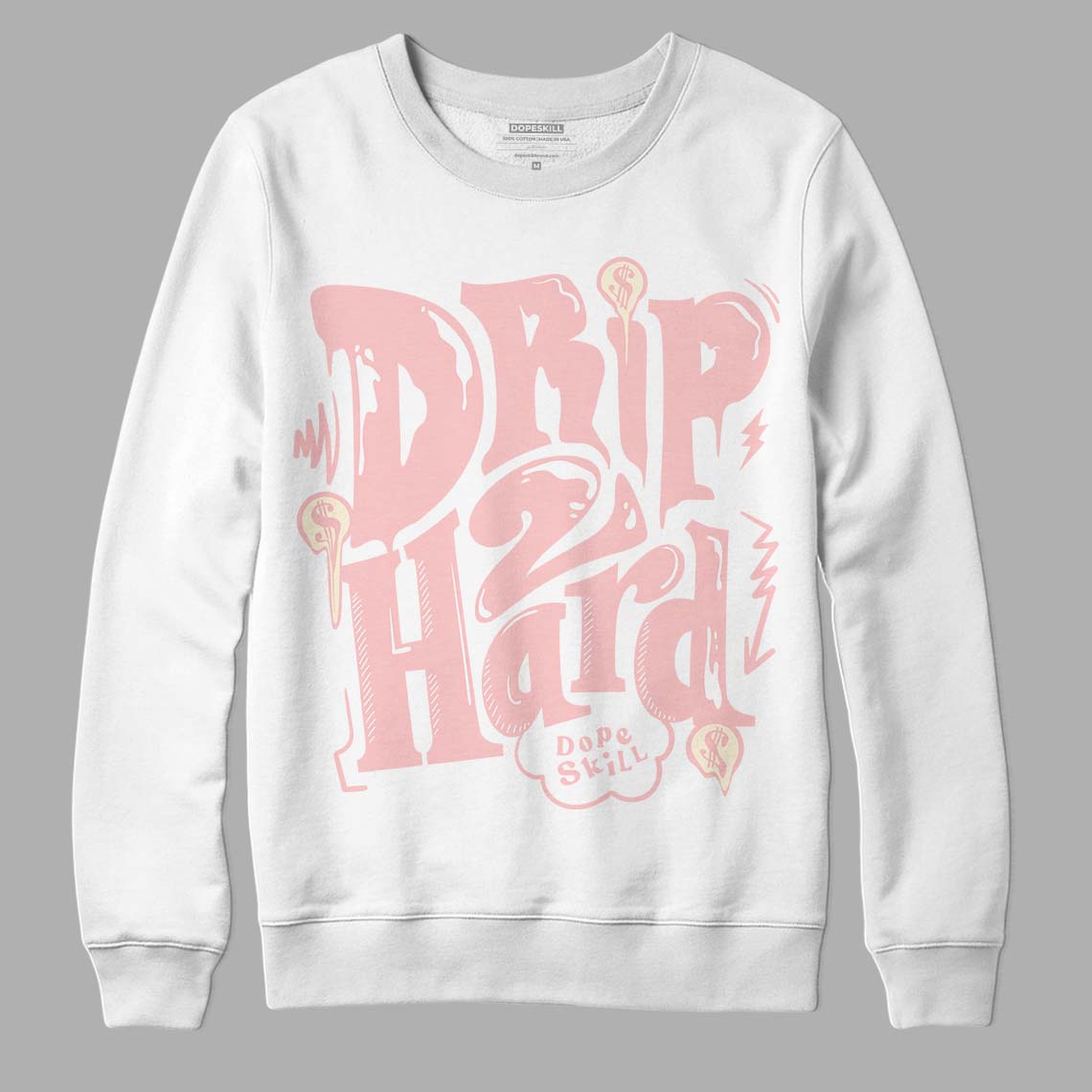 Jordan 1 High OG WMNS Washed Pink DopeSkill Sweatshirt Drip Too Hard Graphic Streetwear - White