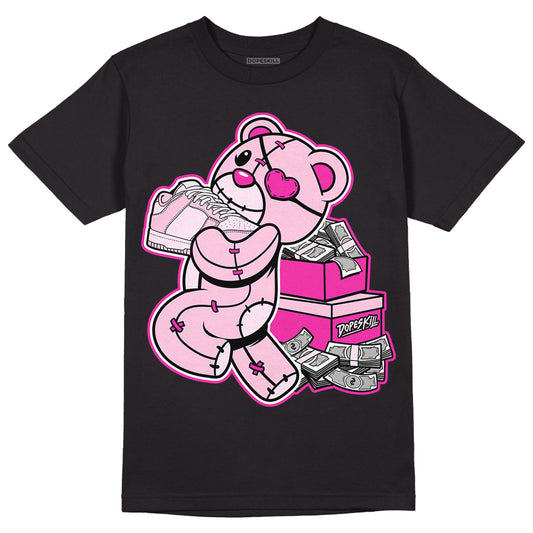 Triple Pink Dunk Low DopeSkill T-Shirt Bear Steals Sneaker Graphic - Black
