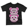 Triple Pink Dunk Low DopeSkill Toddler Kids T-shirt Leather Bear Graphic - Black